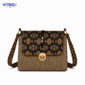 Vitrox Stylish Ladies Shoulder Bag – Brown & Black Geometric Woven Design