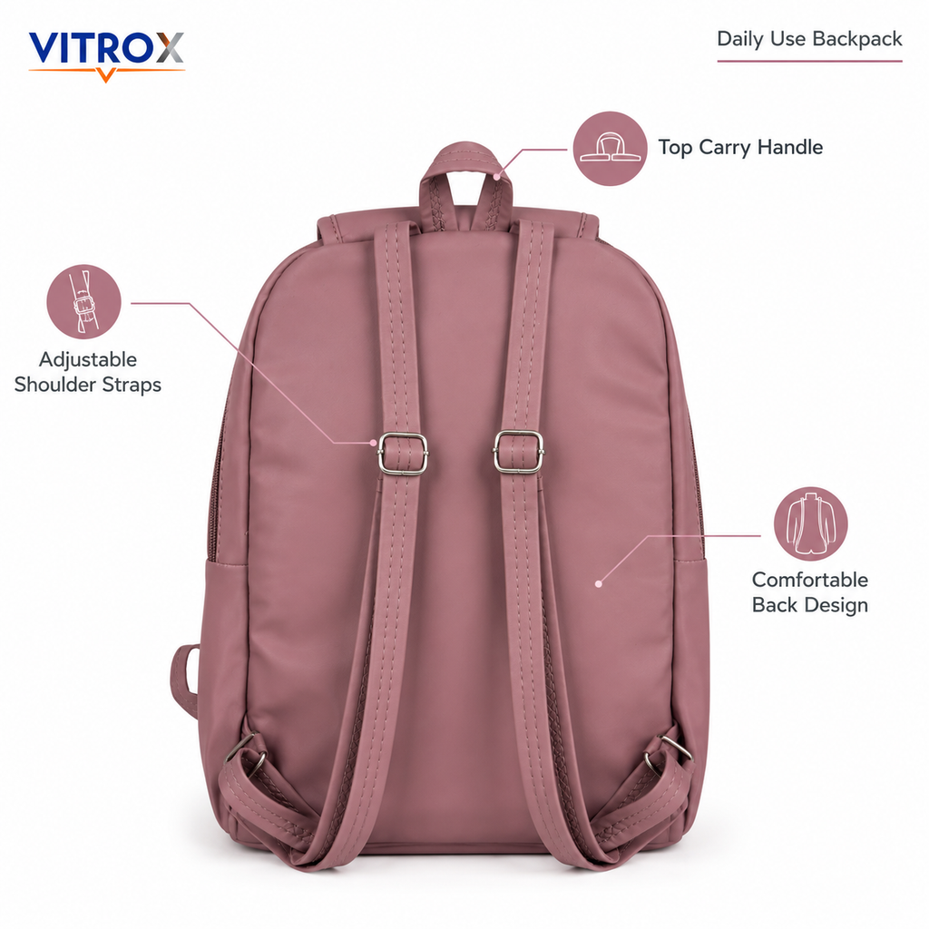 Vitrox Dusty Mauve Pink Printed Ladies Backpack