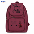 Vitrox Women’s Wine Mauve Printed Backpack with Adjustable Straps