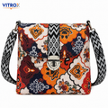 Vitrox Floral Printed Ladies Shoulder Bag – Blue Multi-Colour Printed Sling Bag with Adjustable Strap