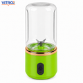 Vitrox Small Portable Juicer – Green Mini Rechargeable Blender with Free Juice Bottle | 400ml x 2 Cup Set