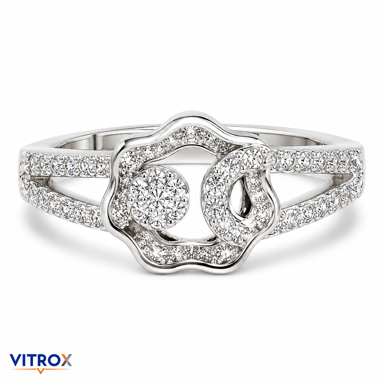 Vitrox Silver-Plated Alloy Adjustable Ring for Girls &amp; Women – Flexible Size