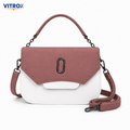 Vitrox Mauve Pink & White Ladies Sling Bag – Compact Shoulder Bag with Chain Handle & Long Strap