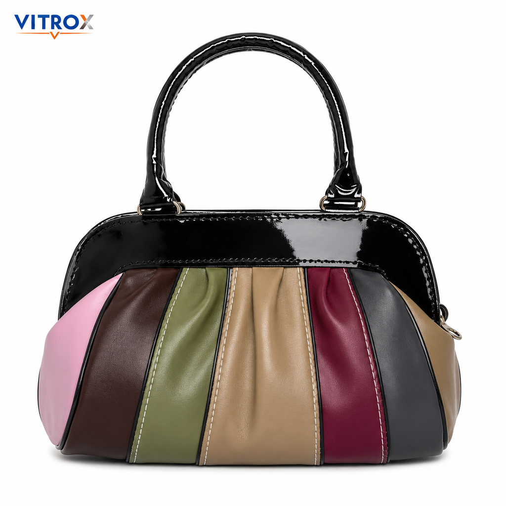 Vitrox Multicolour Glossy Ladies Handbag – 8.5 x 3 x 6 Inch Stylish Hand Carry Bag