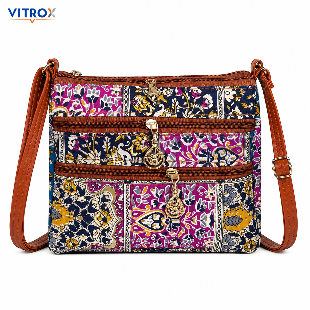 Vitrox Ladies Multicolour Printed Shoulder Bag - Stylish Daily Use Handbag