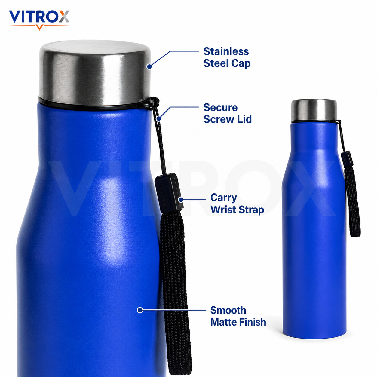 Reusable Water Bottle – Blue | Leak Proof | stainless steel | Food Grade | 11 Inch