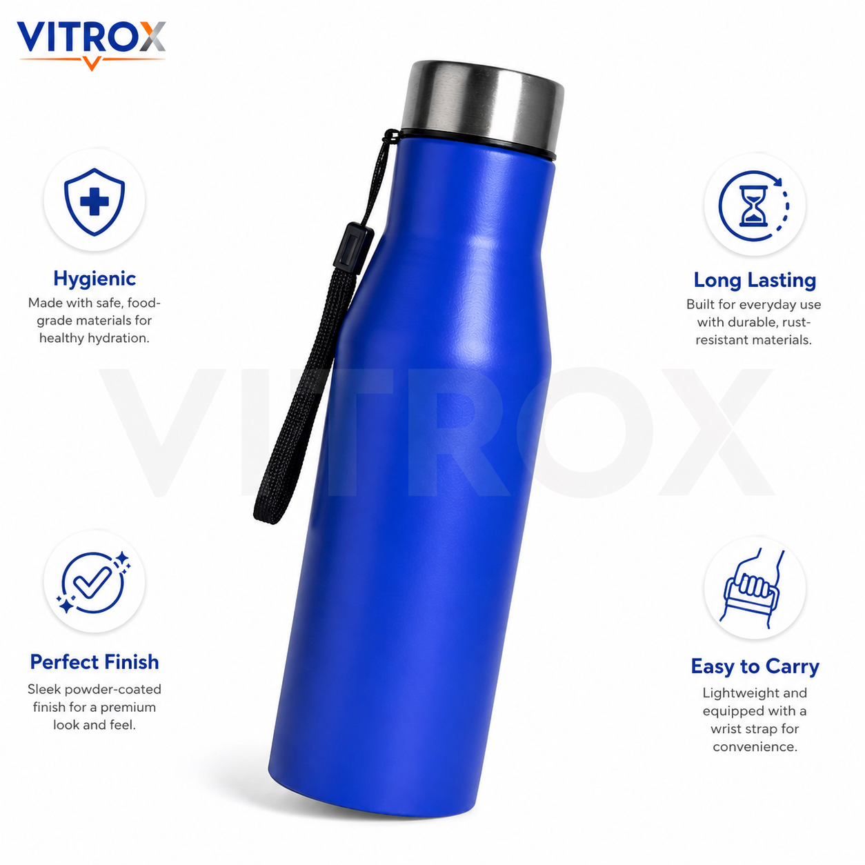 Reusable Water Bottle – Blue | Leak Proof | stainless steel | Food Grade | 11 Inch