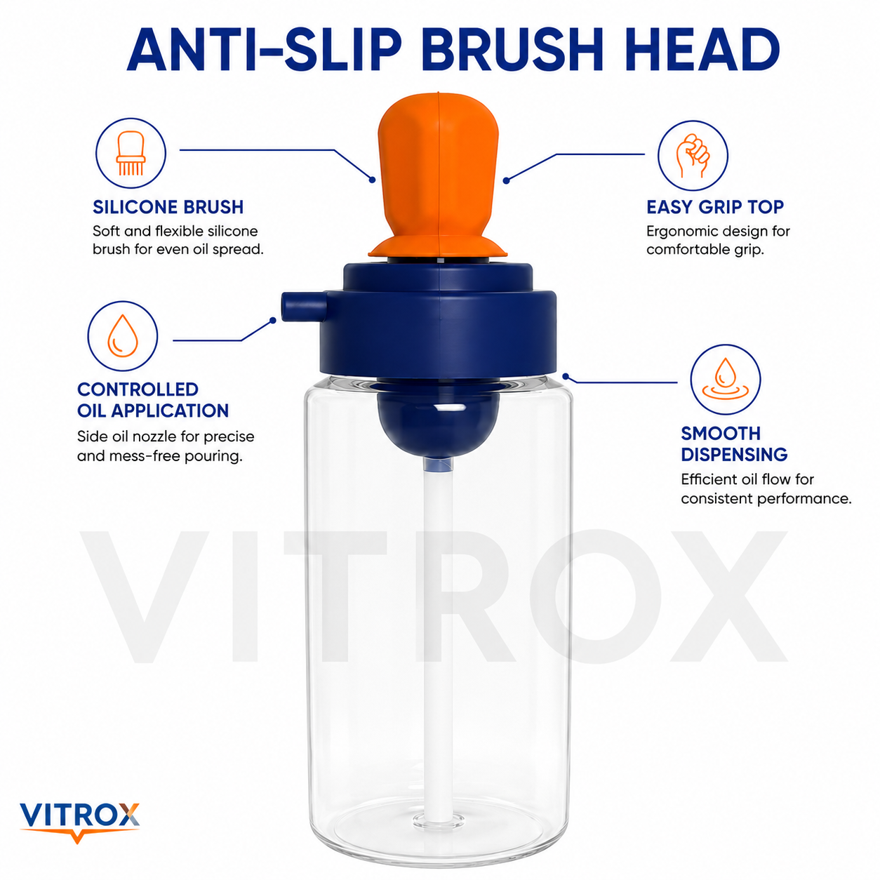 Kitchen Oil Dispenser with Brush – 1000ml Plastic Oil Bottle with Silicone Brush, Easy Pour & Refill