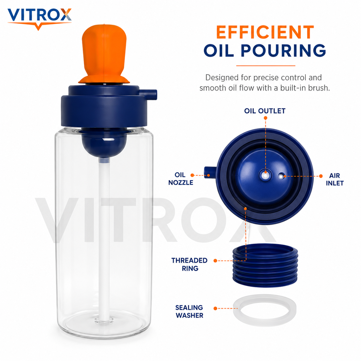 Kitchen Oil Dispenser with Brush – 1000ml Plastic Oil Bottle with Silicone Brush, Easy Pour & Refill