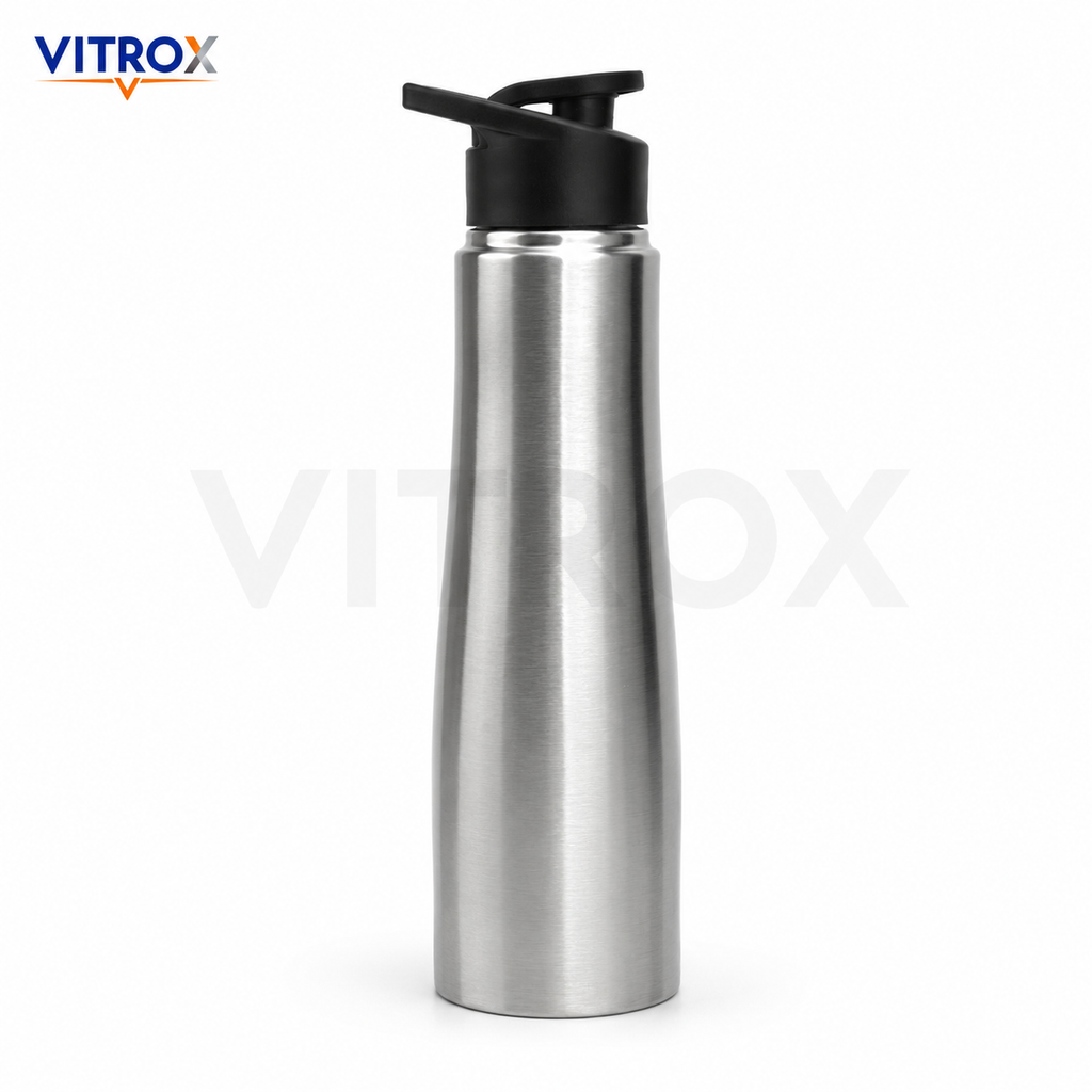 Stainless Steel Water Bottle | Sporty Lid, Leak Proof, Food Grade Bottle for Gym, Office & Travel – Steel Finish