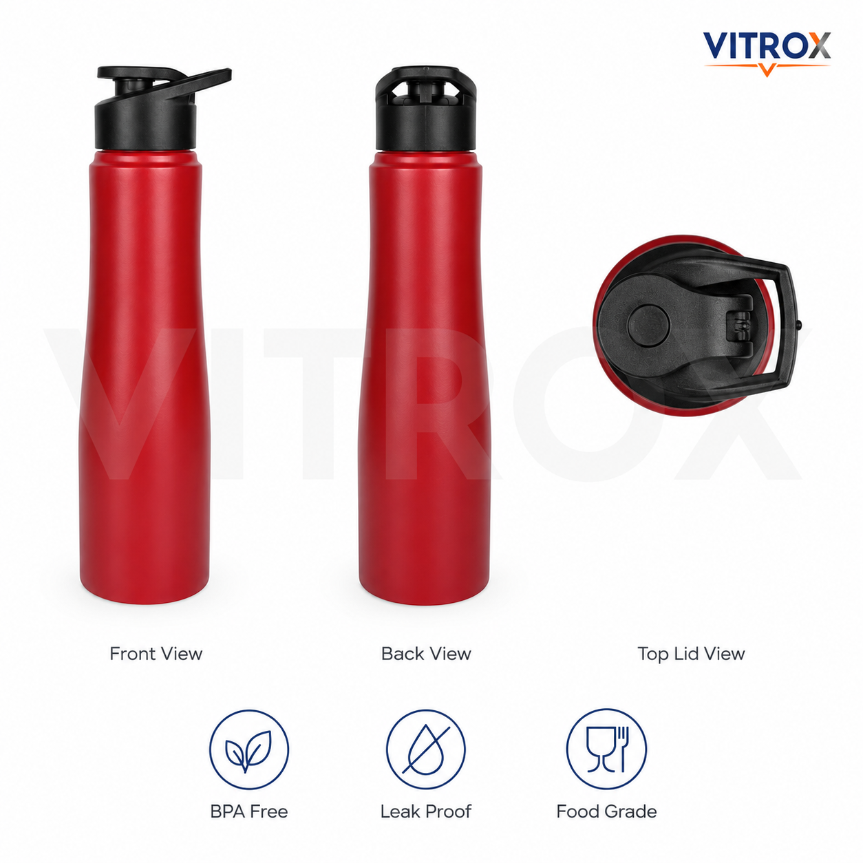 Red Water Bottle 1000 ML – Leak Proof BPA Free Reusable Stainless steel Bottle with Flip-Top Lid