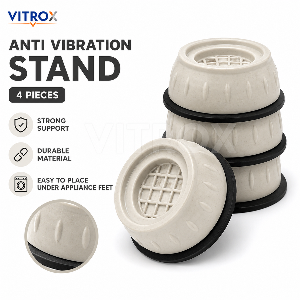 Vitrox Anti Vibration Stand Pads 4 Pcs Set for Washing Machine & Fridge – Cream Black