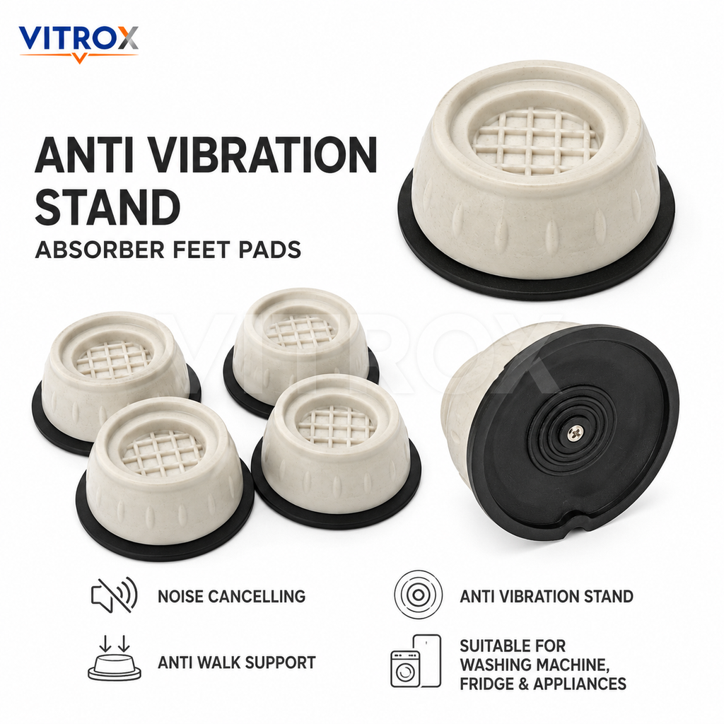 Vitrox Anti Vibration Stand Pads 4 Pcs Set for Washing Machine & Fridge – Cream Black
