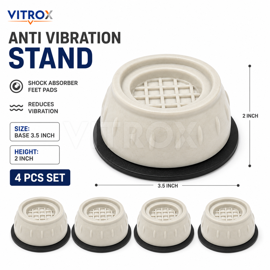 Vitrox Anti Vibration Stand Pads 4 Pcs Set for Washing Machine & Fridge – Cream Black