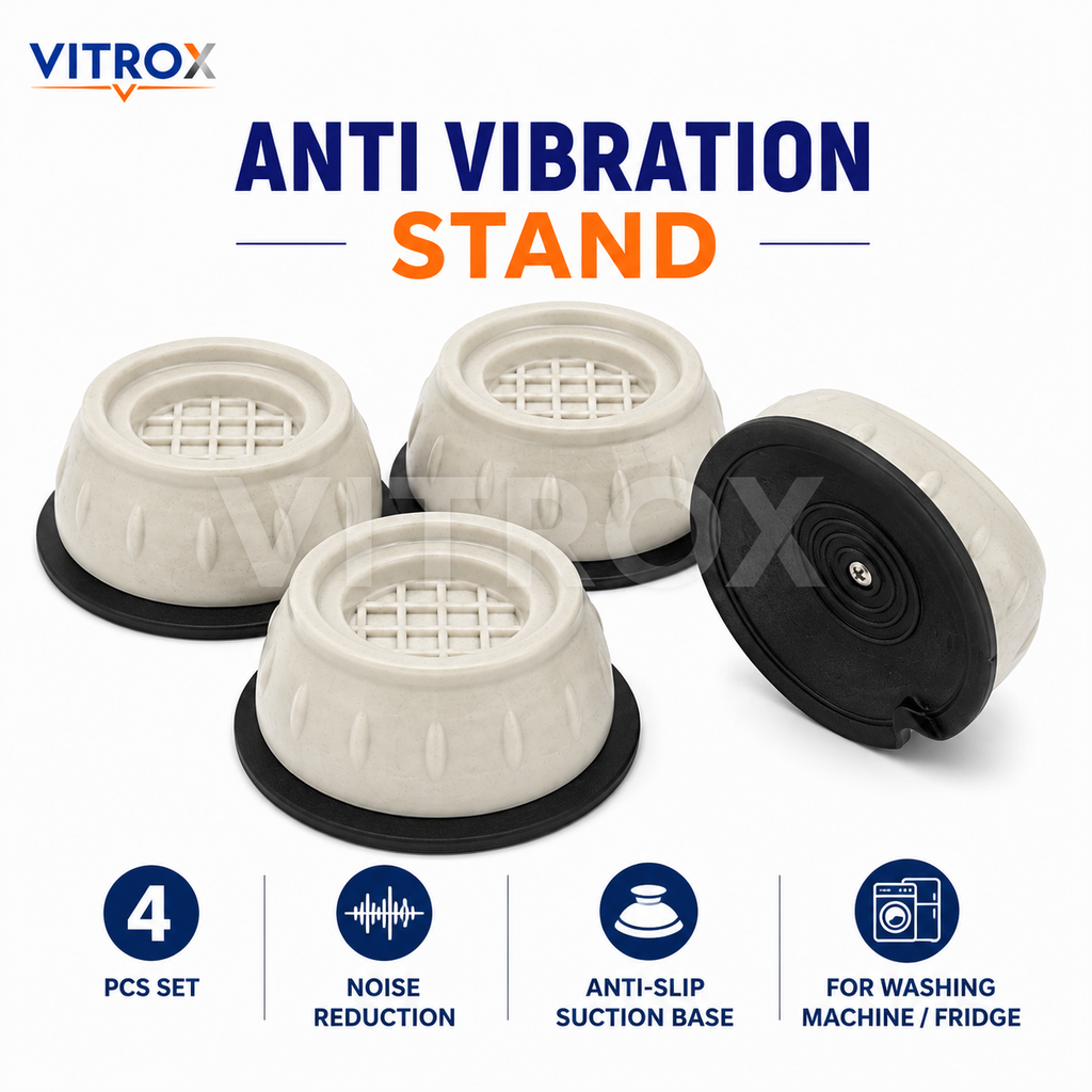 Vitrox Anti Vibration Stand Pads 4 Pcs Set for Washing Machine & Fridge – Cream Black