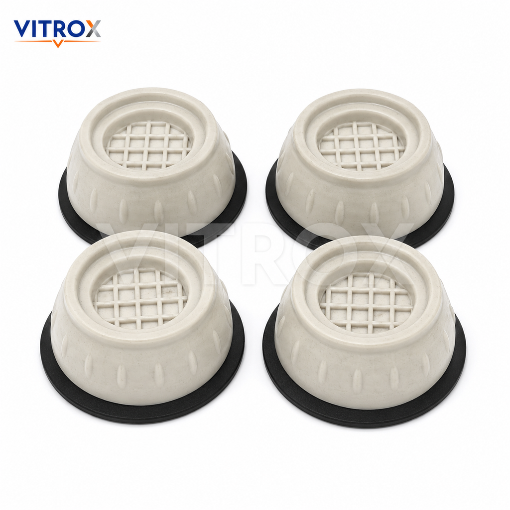 Vitrox Anti Vibration Stand Pads 4 Pcs Set for Washing Machine & Fridge – Cream Black