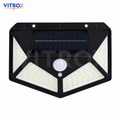Vitrox 100 LED Solar Motion Sensor Wall Light – Black Outdoor Waterproof Security Lamp, 3 Lighting Modes