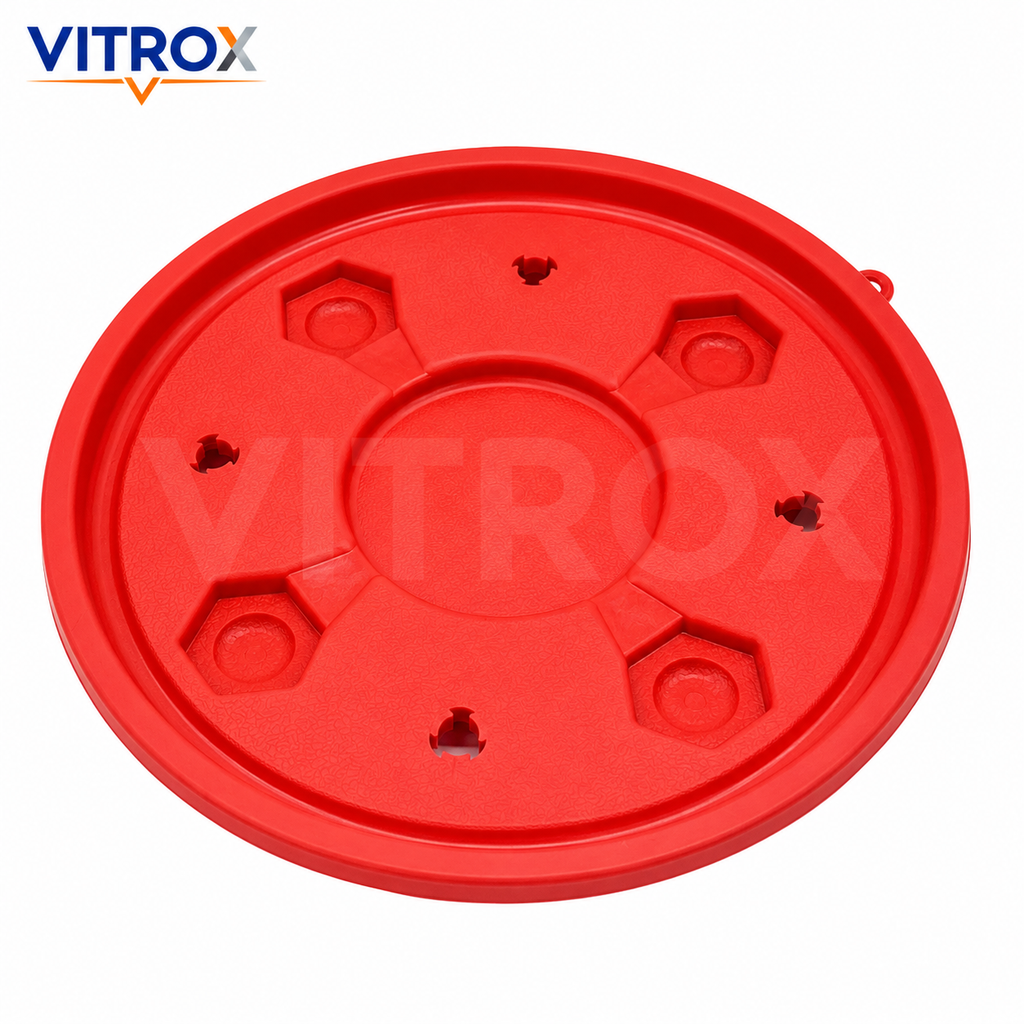Vitrox Heavy Duty Multipurpose Red Trolley – 90 Kg Capacity Plastic Moving Base with 4 Smooth Caster Wheels