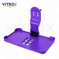 Vitrox Foldable Plug-Mounted Mobile Charging Stand – Phone Charging Shelf with Rear Support Peg, 7 × 4 Inch, Purple