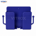 Vitrox Self-Adhesive Wall-Mounted Mobile Phone & Remote Holder with Dual Side Hooks – 4 × 3 Inch, Royal Blue