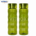 Vitrox Set of 2 Reusable Water Bottles – 1000 ML Each, Textured Easy-Grip Fridge Bottles, Transparent green