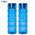 Vitrox Set of 2 Reusable Water Bottles – 1000 ML Each, Textured Easy-Grip Fridge Bottles, Transparent blue