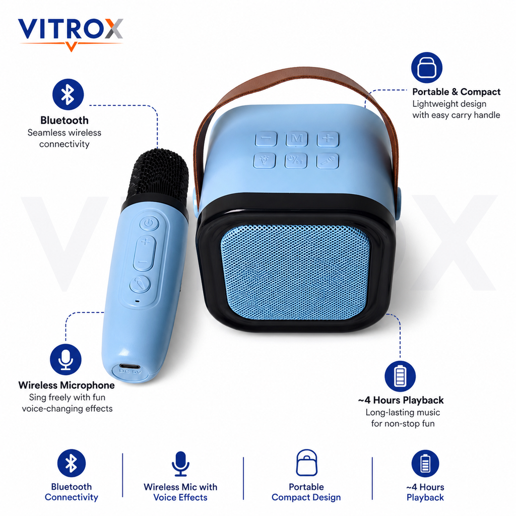 Portable Bluetooth Karaoke Speaker with Wireless Voice-Changing Microphone