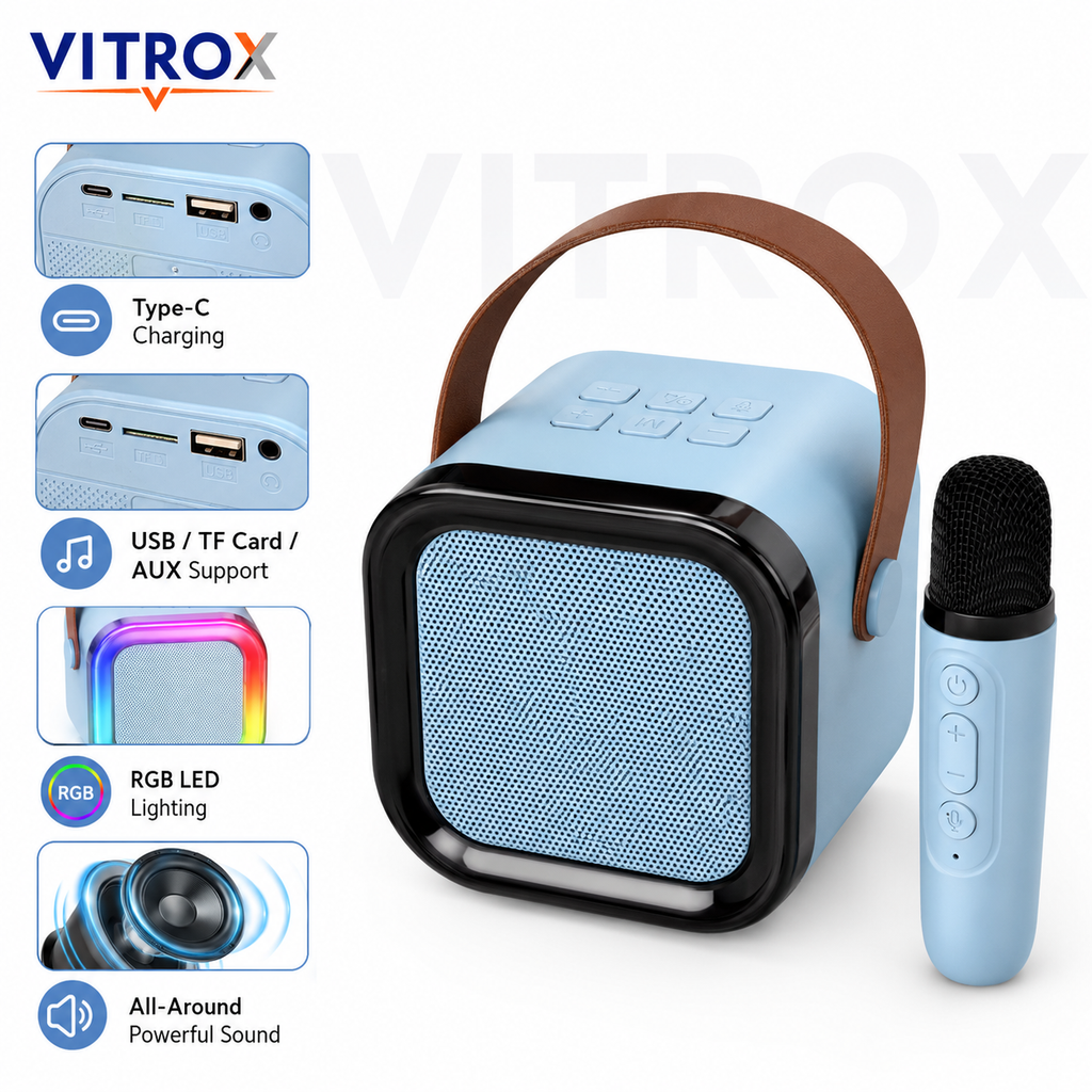Portable Bluetooth Karaoke Speaker with Wireless Voice-Changing Microphone