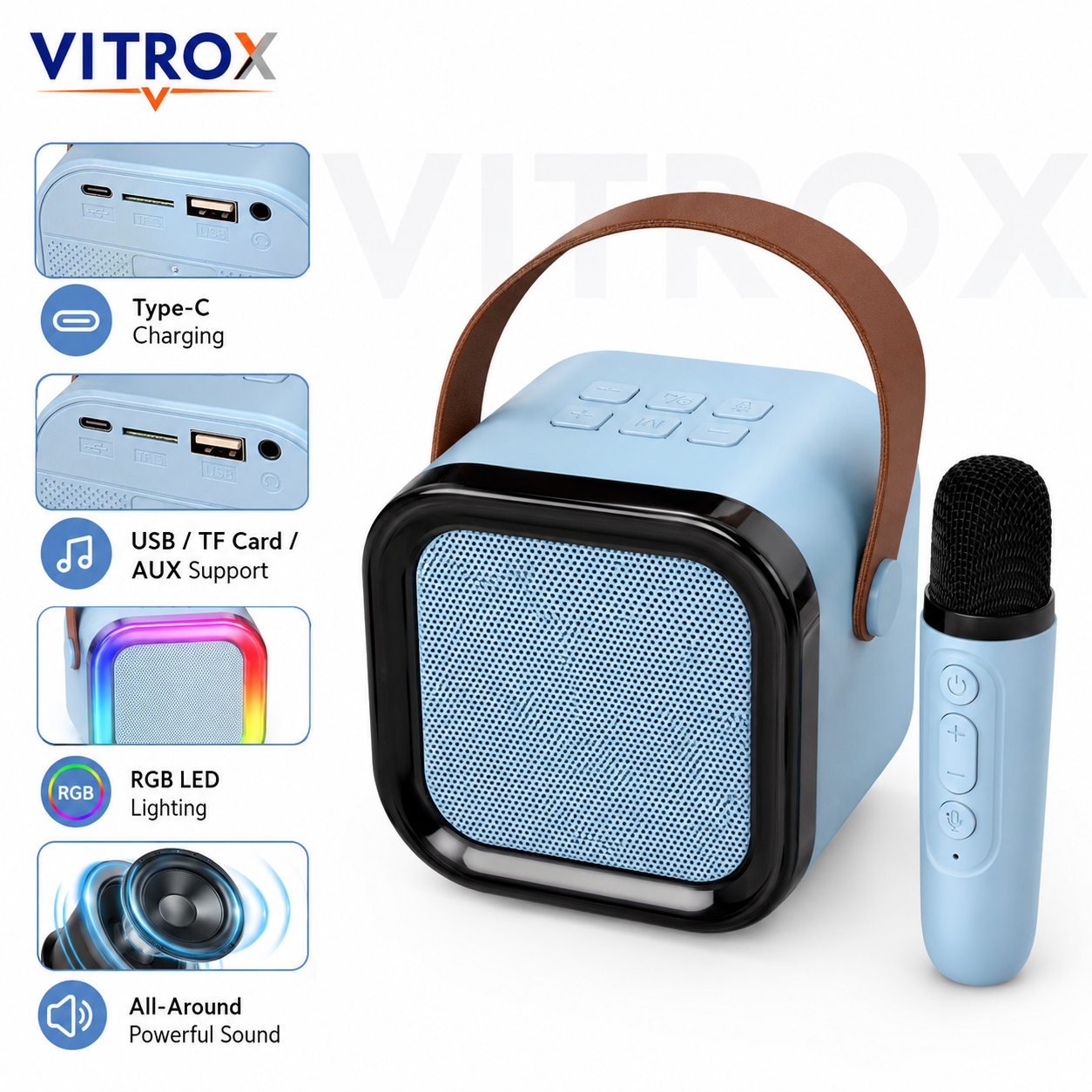 Portable Bluetooth Karaoke Speaker with Wireless Voice-Changing Microphone