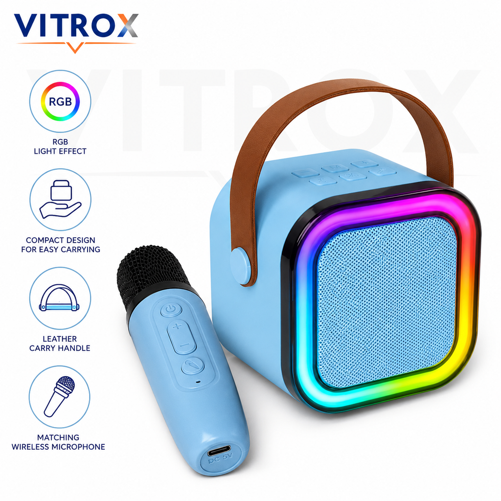 Portable Bluetooth Karaoke Speaker with Wireless Voice-Changing Microphone