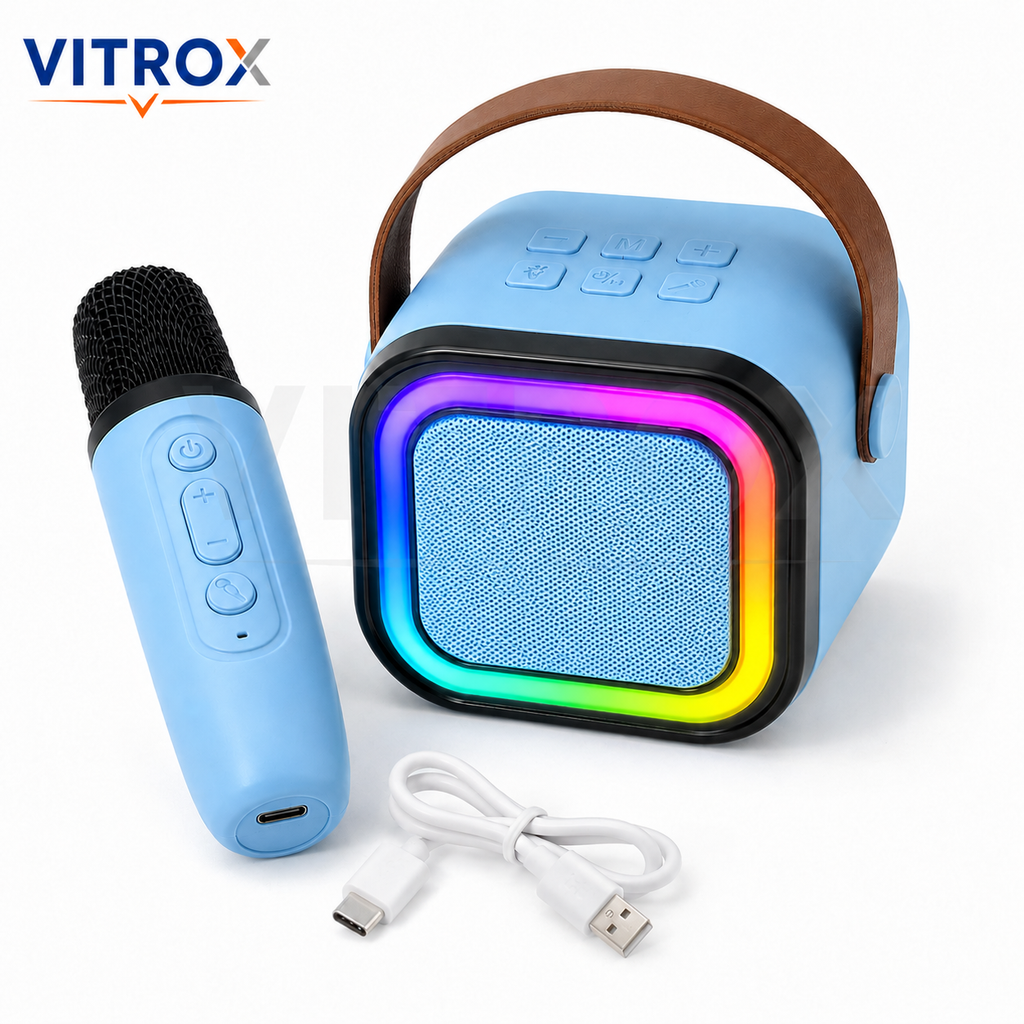 Portable Bluetooth Karaoke Speaker with Wireless Voice-Changing Microphone