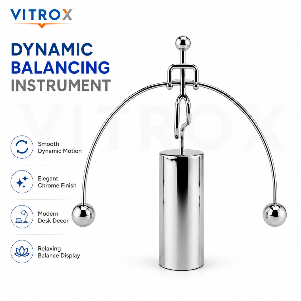 Vitrox Dynamic Balancing Instrument Metal Desk Decor Showpiece – Chrome Silver,