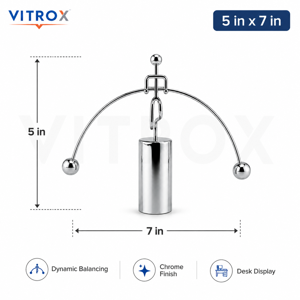 Vitrox Dynamic Balancing Instrument Metal Desk Decor Showpiece – Chrome Silver,