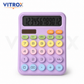 12-Digit Pastel Calculator with Large LCD Display | Dual Power Desk Calculator