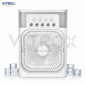 Vitrox Mini Cooling Fan with 5 Mist Nozzles, 3-Speed Airflow, Top Water Tank &amp; Type-C Power – White and Grey