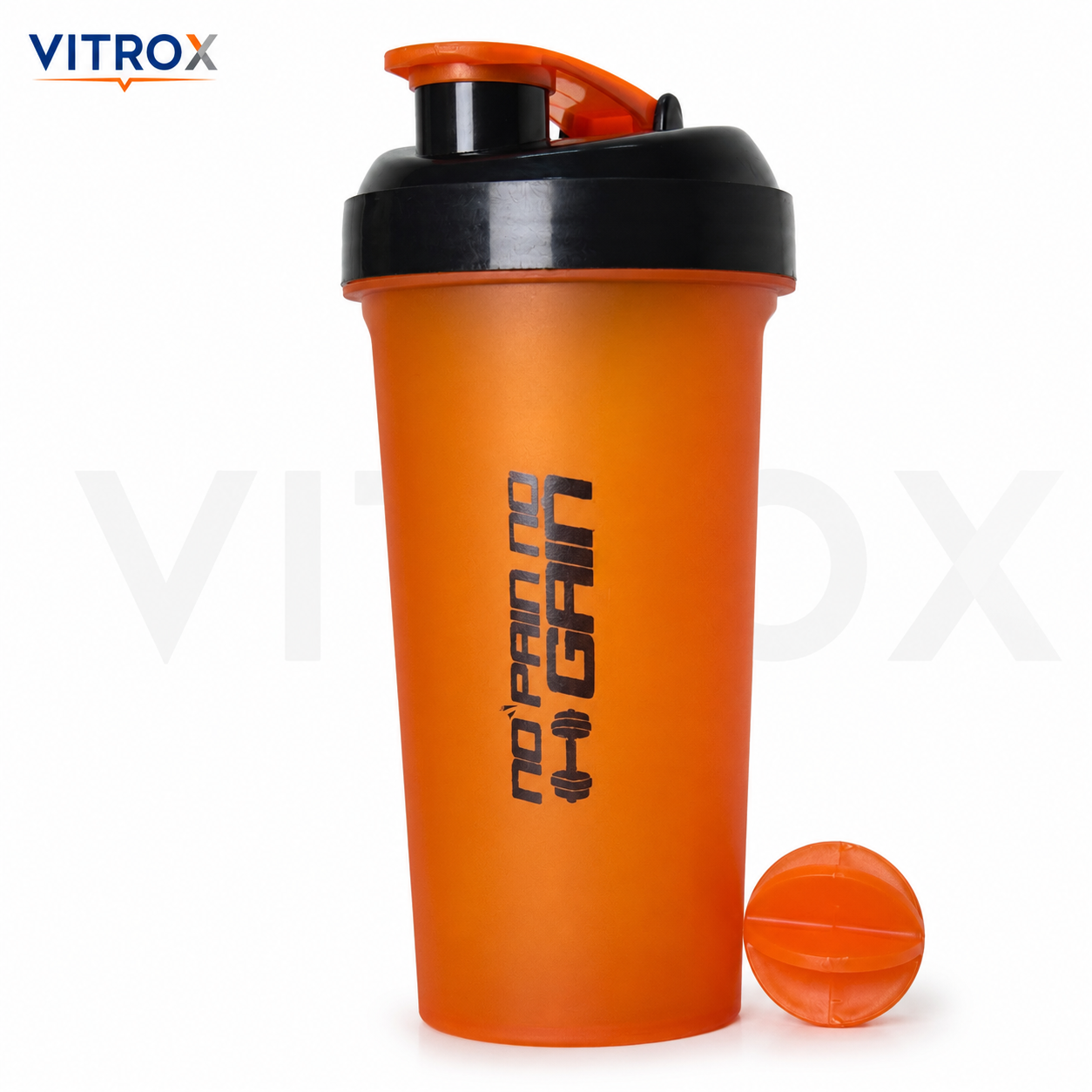 Vitrox 700 ML Gym Shaker Bottle with Mixing Accessory – Flip-Top Protein Shaker with Measurement Scale, Orange