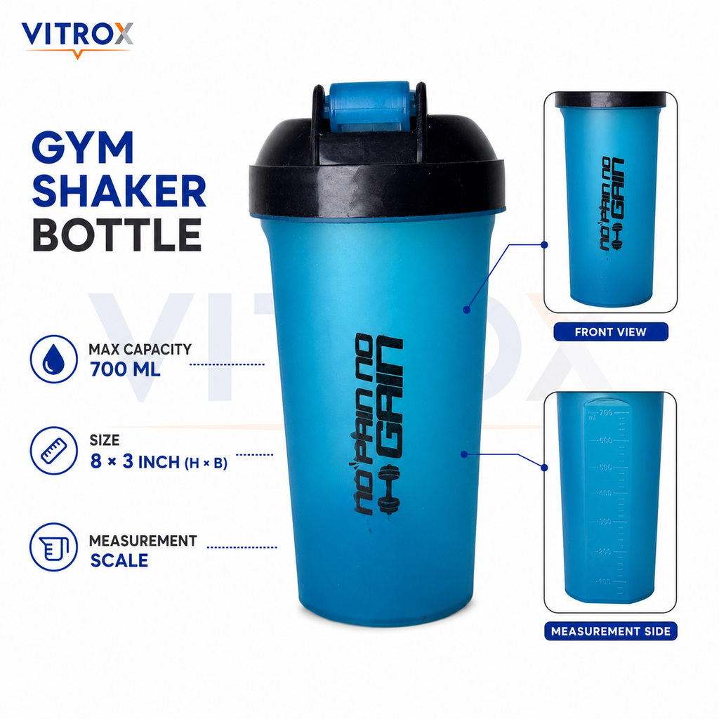 Vitrox 700 ML Gym Shaker Bottle with Mixing Accessory – Flip-Top Protein Shaker with Measurement Scale