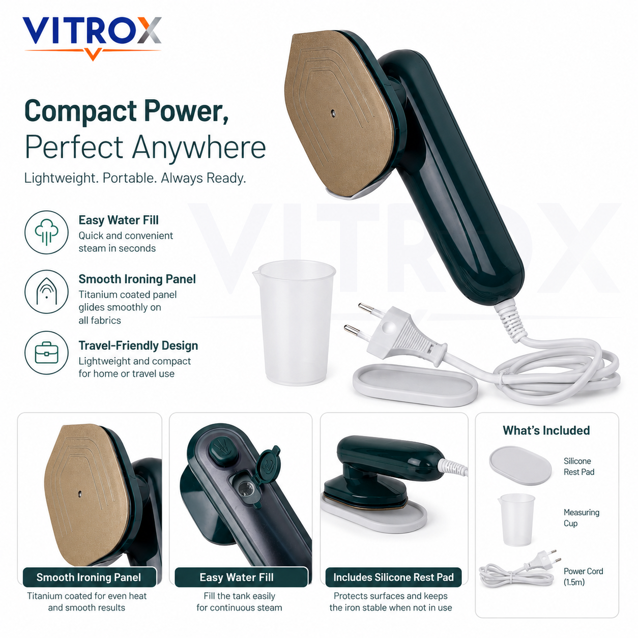 Portable Handheld Steam Iron with Water Spray