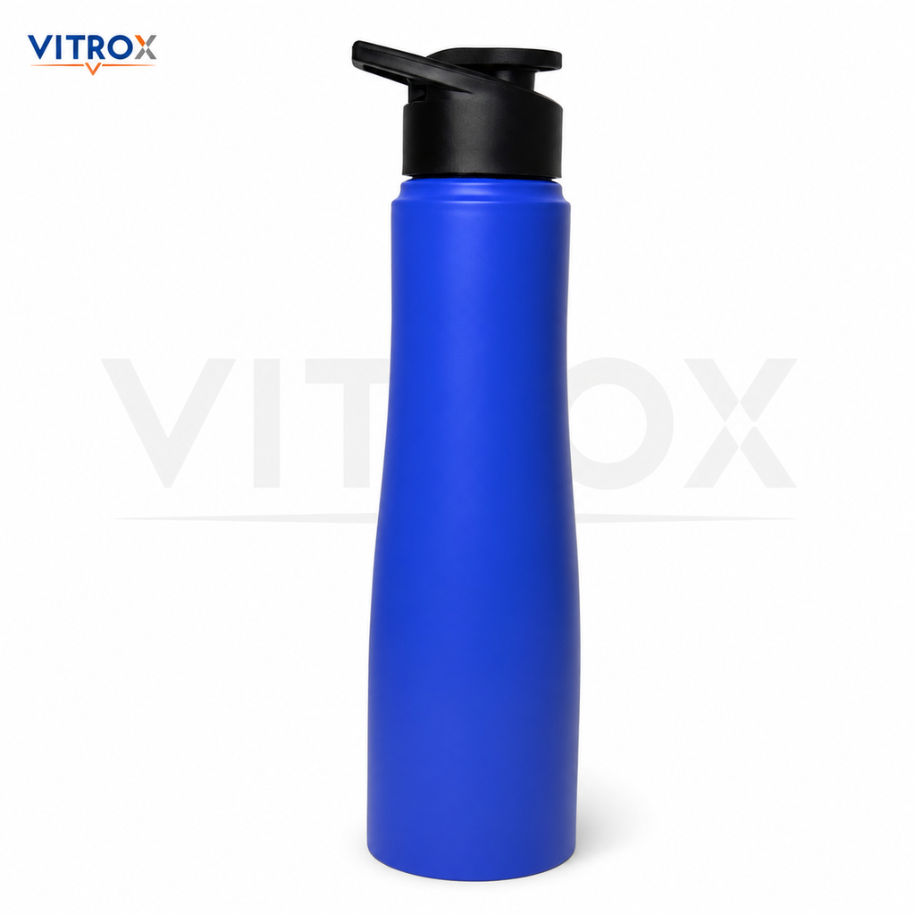 Vitrox 1000ml Matte Finish Sports Water Bottle with Flip Top Lid &amp; Carry Handle – Blue