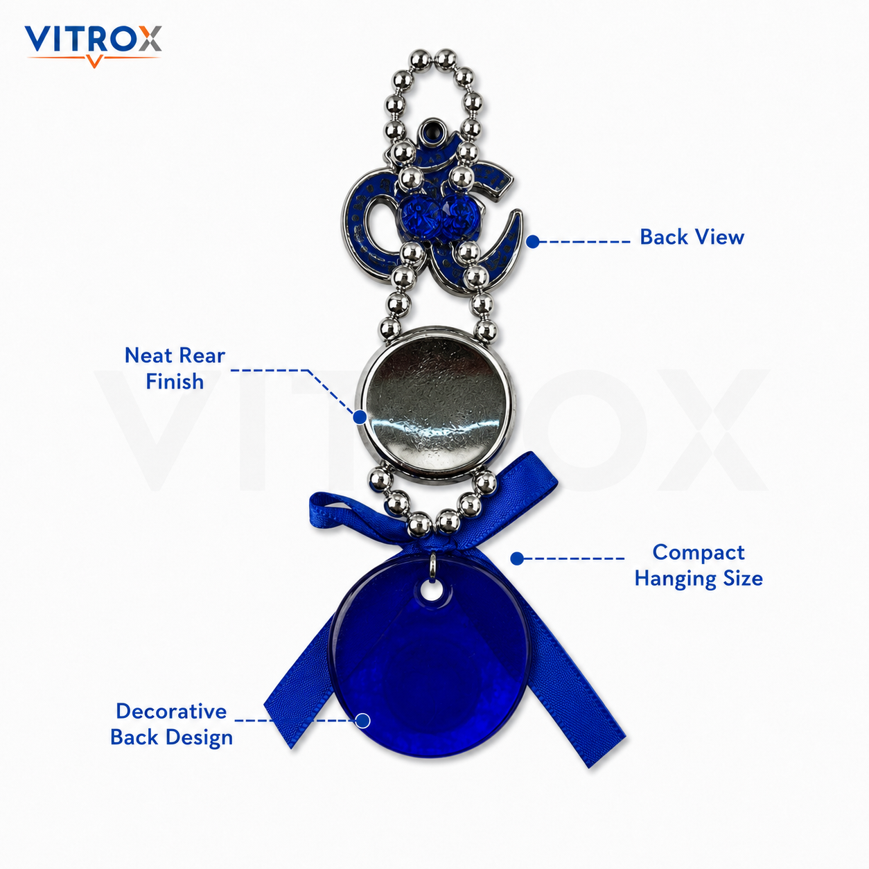 Vitrox Om Ganesha Evil Eye Hanging Charm with Blue Glass Pendant – 6 Inch Decorative Door, Office &amp; Car Ornament