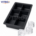 Vitrox Big Square Ice Cube Tray | 6 Large Cube Flexible Silicone Ice Tray | Black