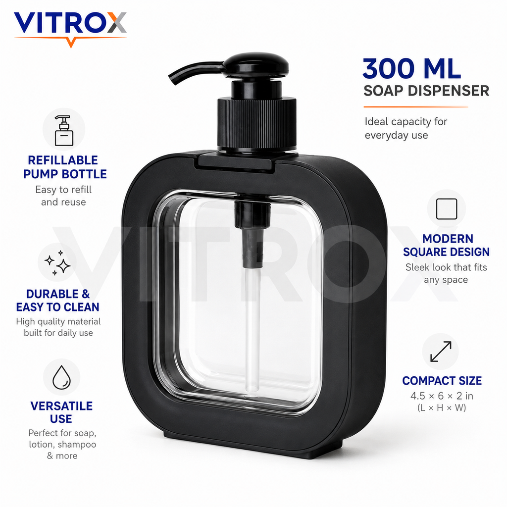 Vitrox 300ml Square Liquid Soap Dispenser Bottle