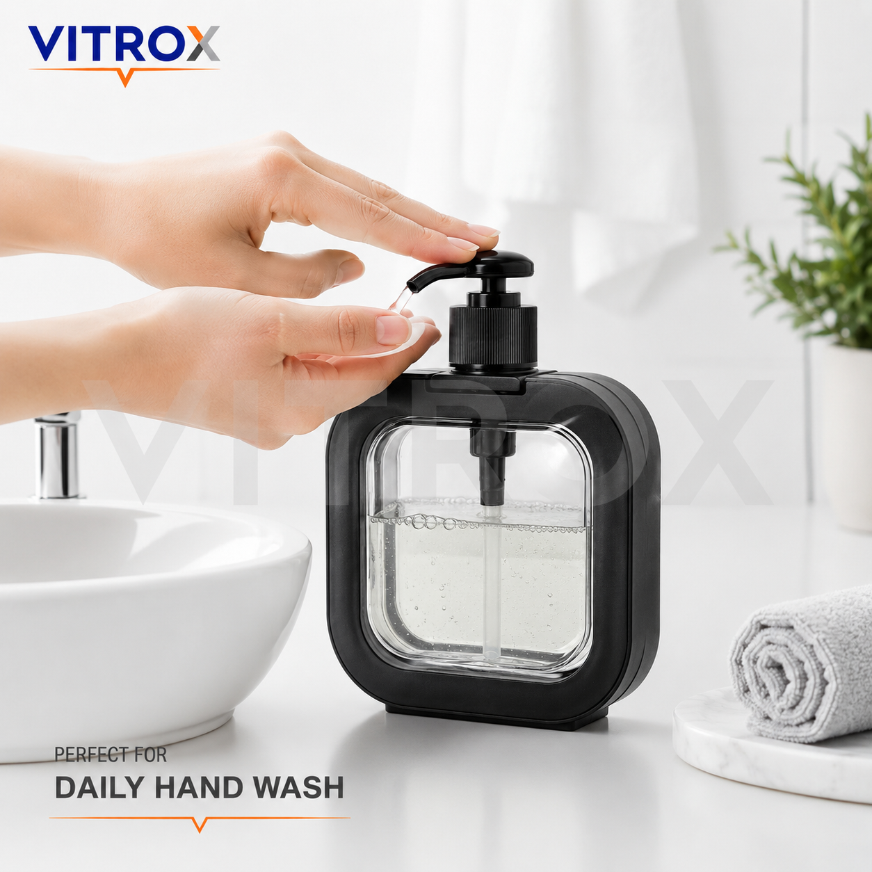 Vitrox 300ml Square Liquid Soap Dispenser Bottle