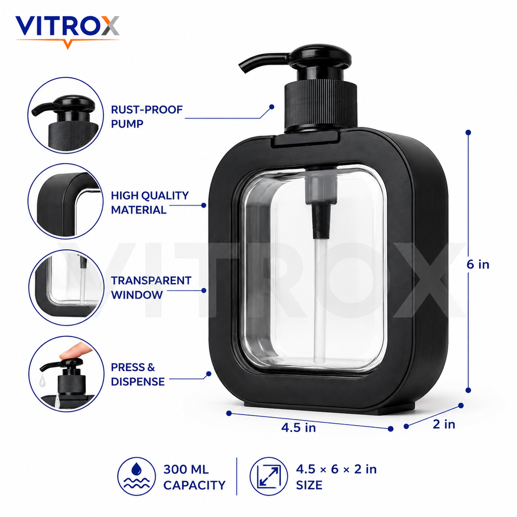 Vitrox 300ml Square Liquid Soap Dispenser Bottle