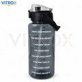 Vitrox 2 Litre Motivational Water Bottle with Time Markers, Built-In Straw &amp; Carry Handle – Smoky Black