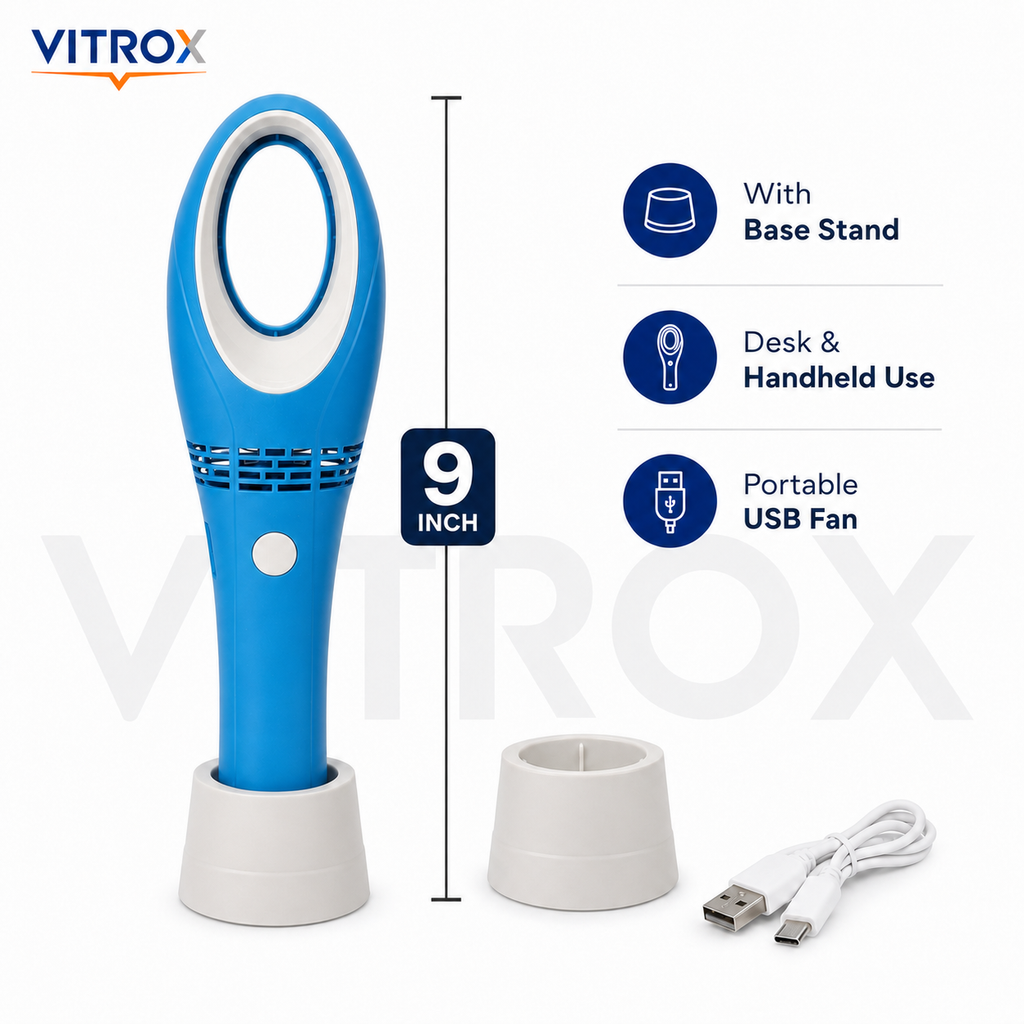 Vitrox Portable USB Rechargeable Bladeless Hand Fan  – 3 Speed Modes