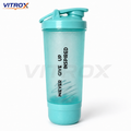 Vitrox 600 ml Protein Shaker Bottle with Mixing Ball & Detachable Storage Compartment – Aqua Blue