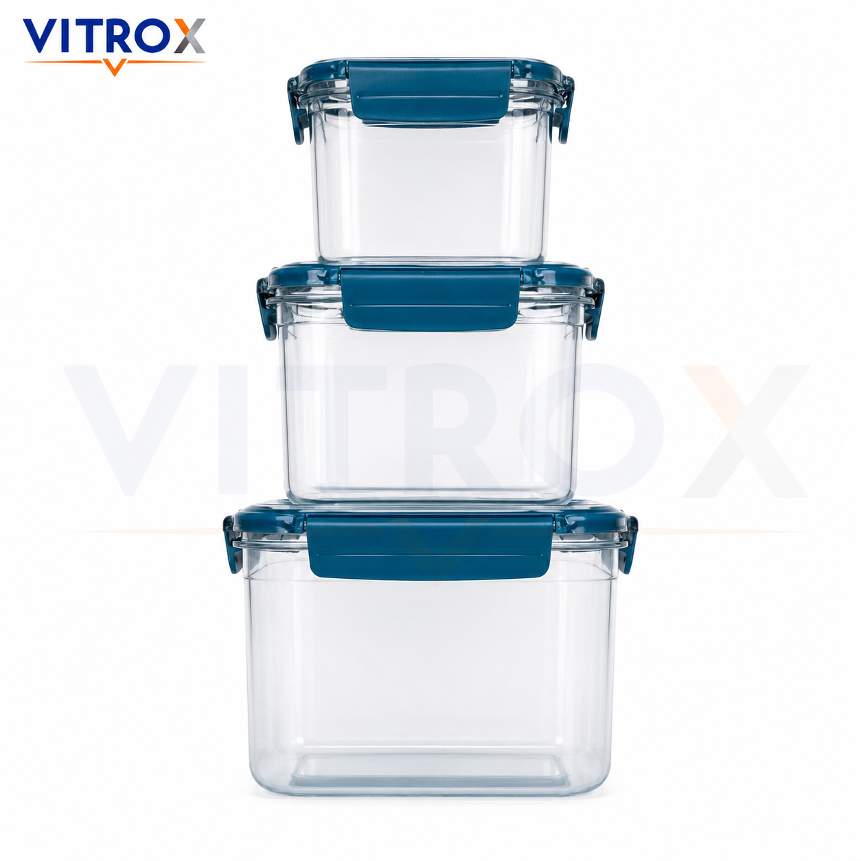 Vitrox 3-Piece Stackable Airtight Food Storage Container Set – 1200ml, 800ml ,300ml