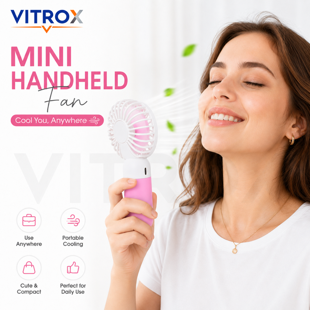 Mini USB Rechargeable Handheld Fan with Detachable Desktop Base