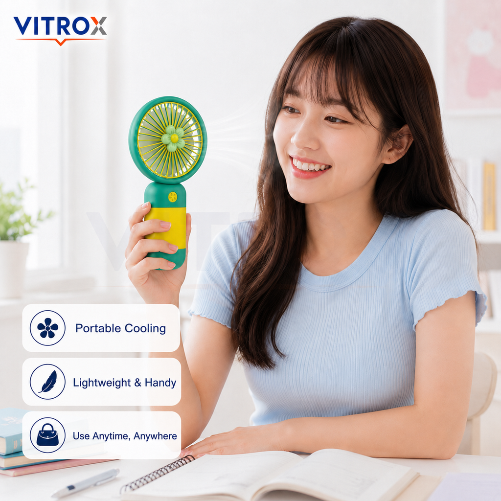 Mini USB Rechargeable Handheld Fan with Detachable Desktop Base